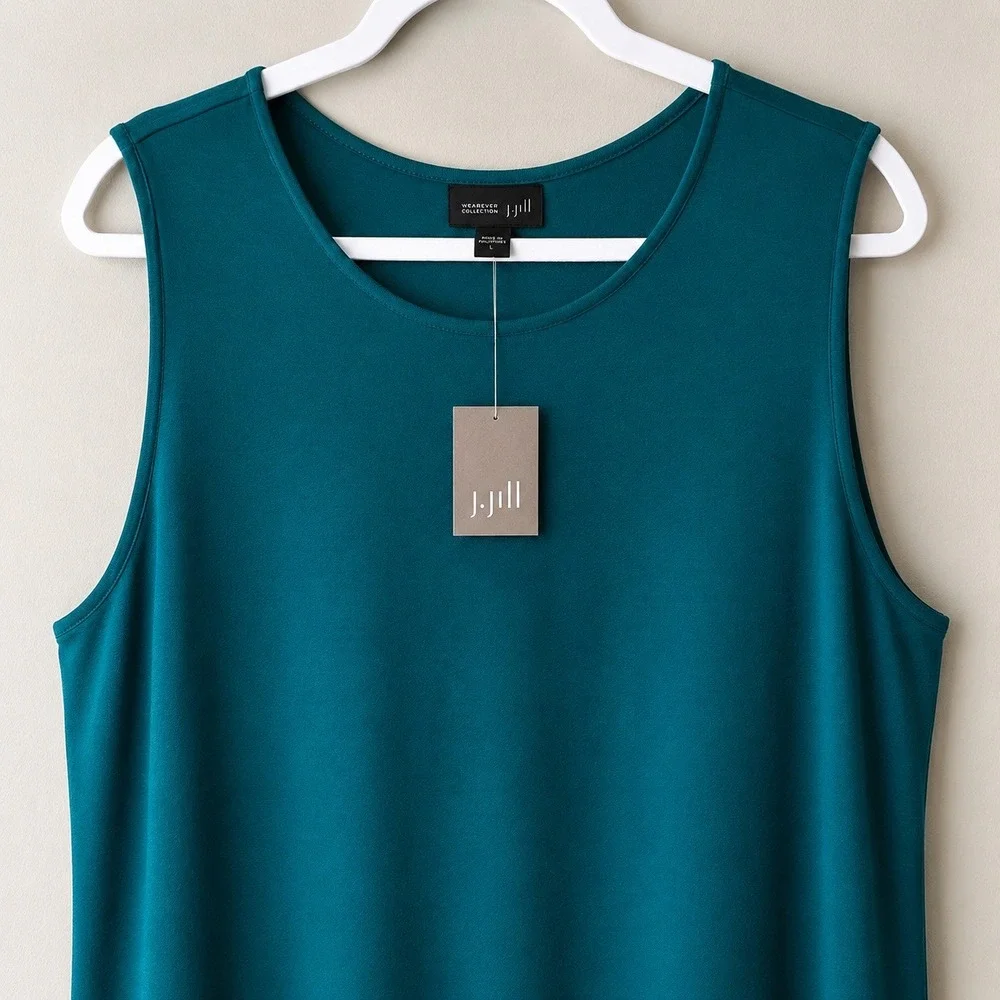 J.Jill Wearever Collection Womens Large Ocean Teal Sleeveless Tunic Tank Top NWT